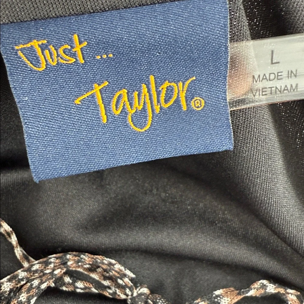 Just Taylor Maxi Dress Sheer Tiered Long Sleeve Boho Print Black L Flowy - Picture 14 of 14